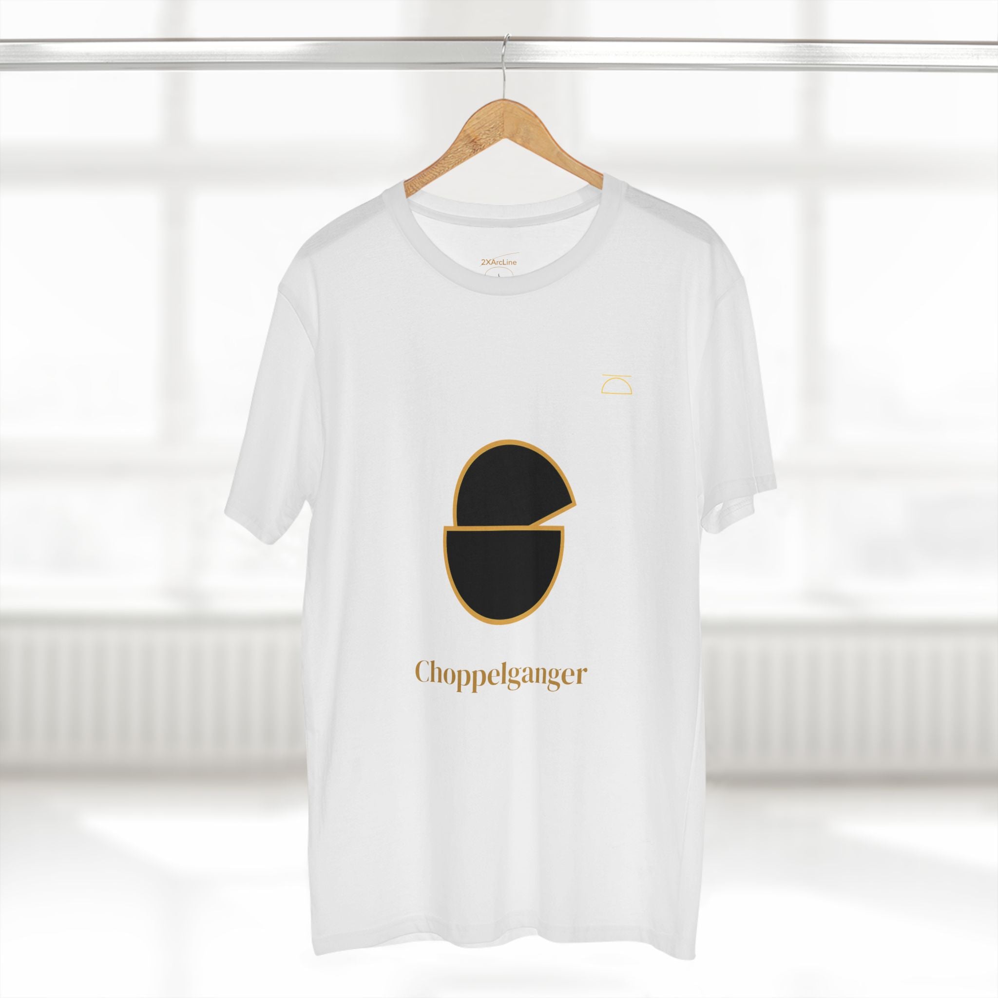 Choppelganger Logo Tee — Minimalist Black & Gold Graphic T-Shirt