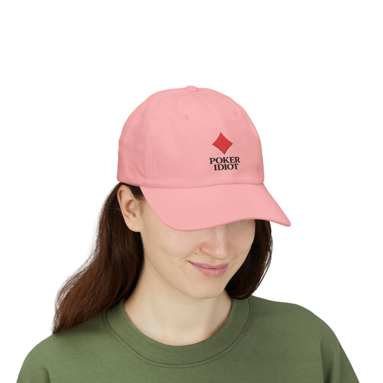 Poker Idiot Dad Cap – Diamond Logo / “DONKEY” Side Embroidery – Poker Humor Streetwear Hat