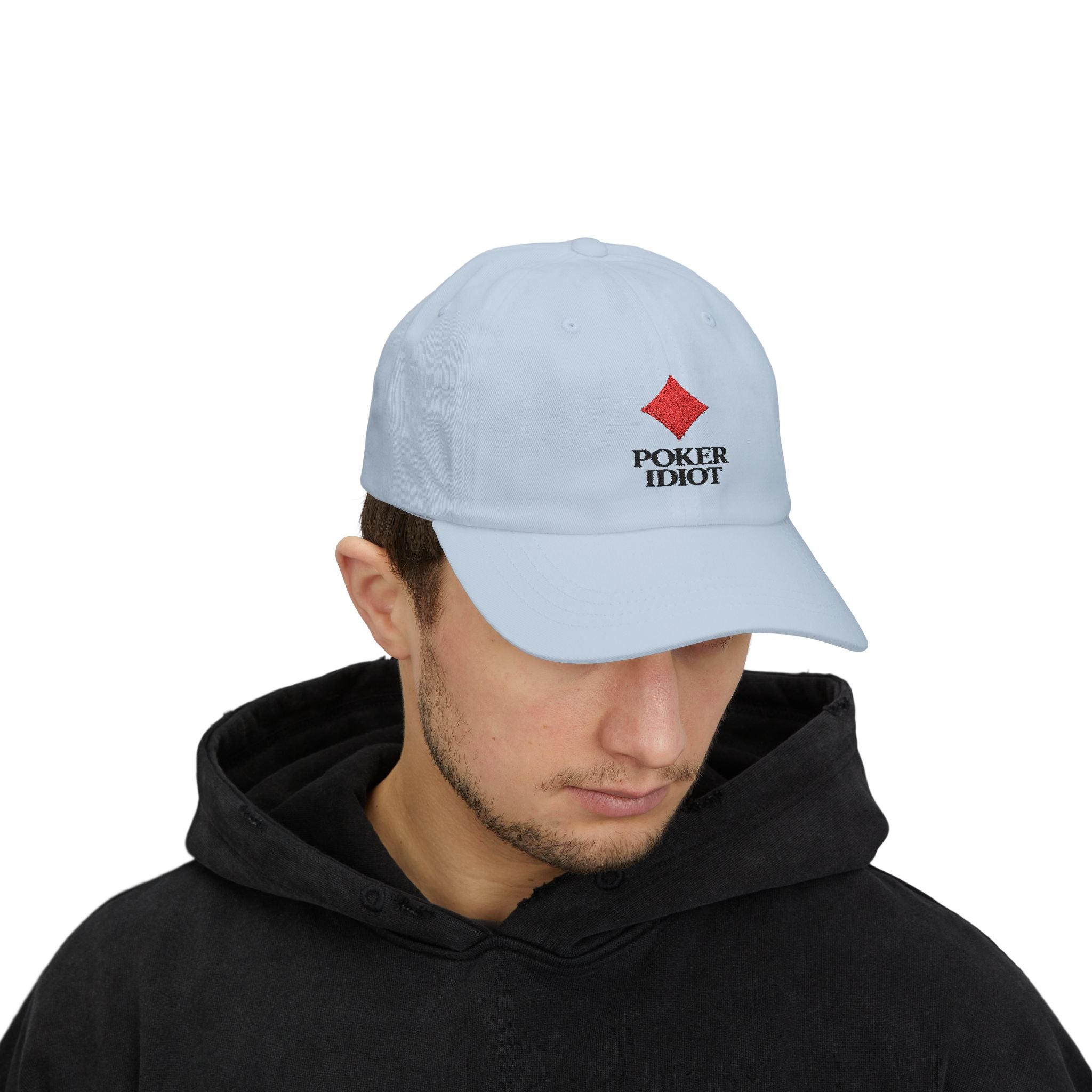Poker Idiot Dad Cap – Diamond Logo / “WHALE” Side Embroidery – High Roller Poker Streetwear Hat