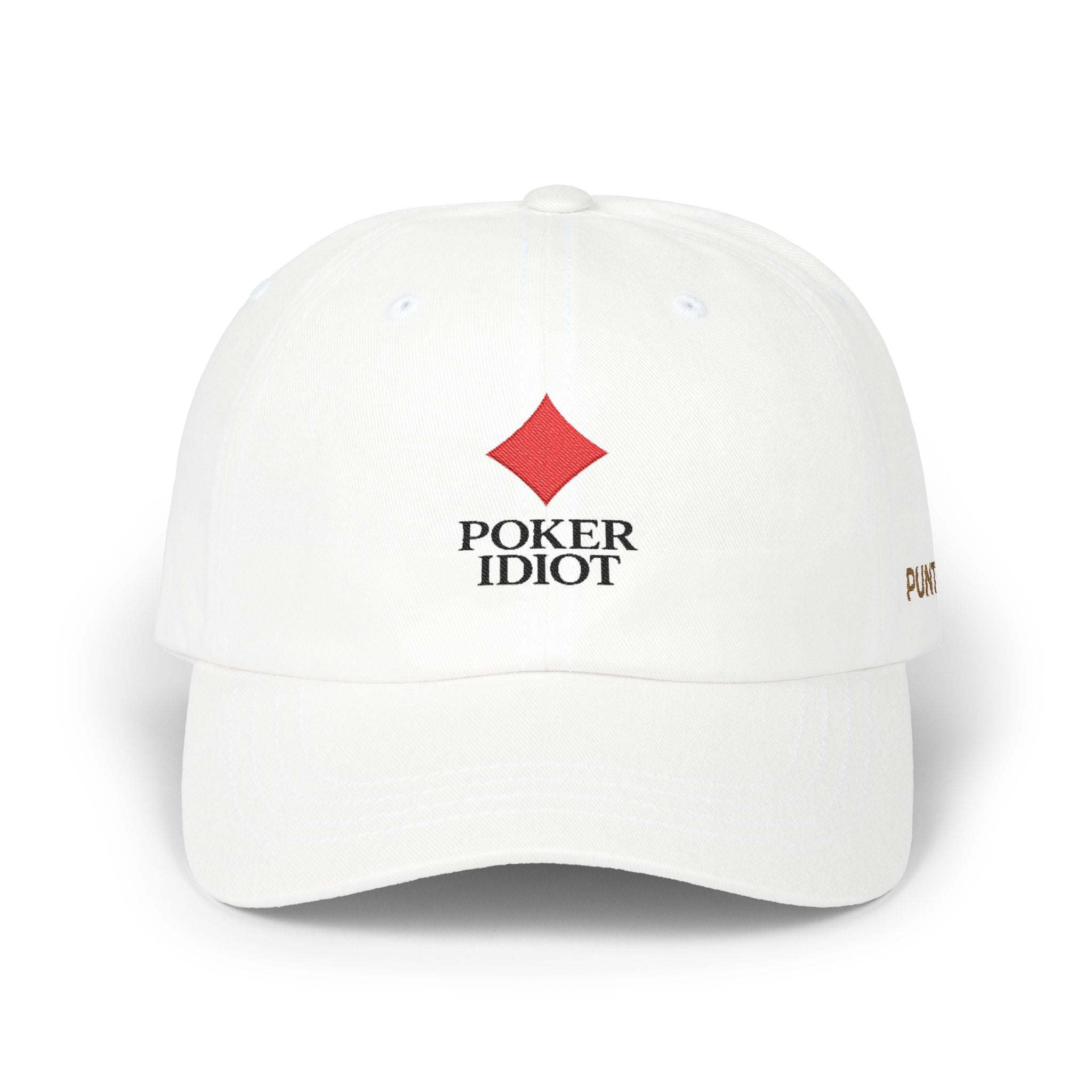 Poker Idiot Dad Cap – Diamond Logo / “PUNTER” Side Embroidery – Poker & Gambling Hat