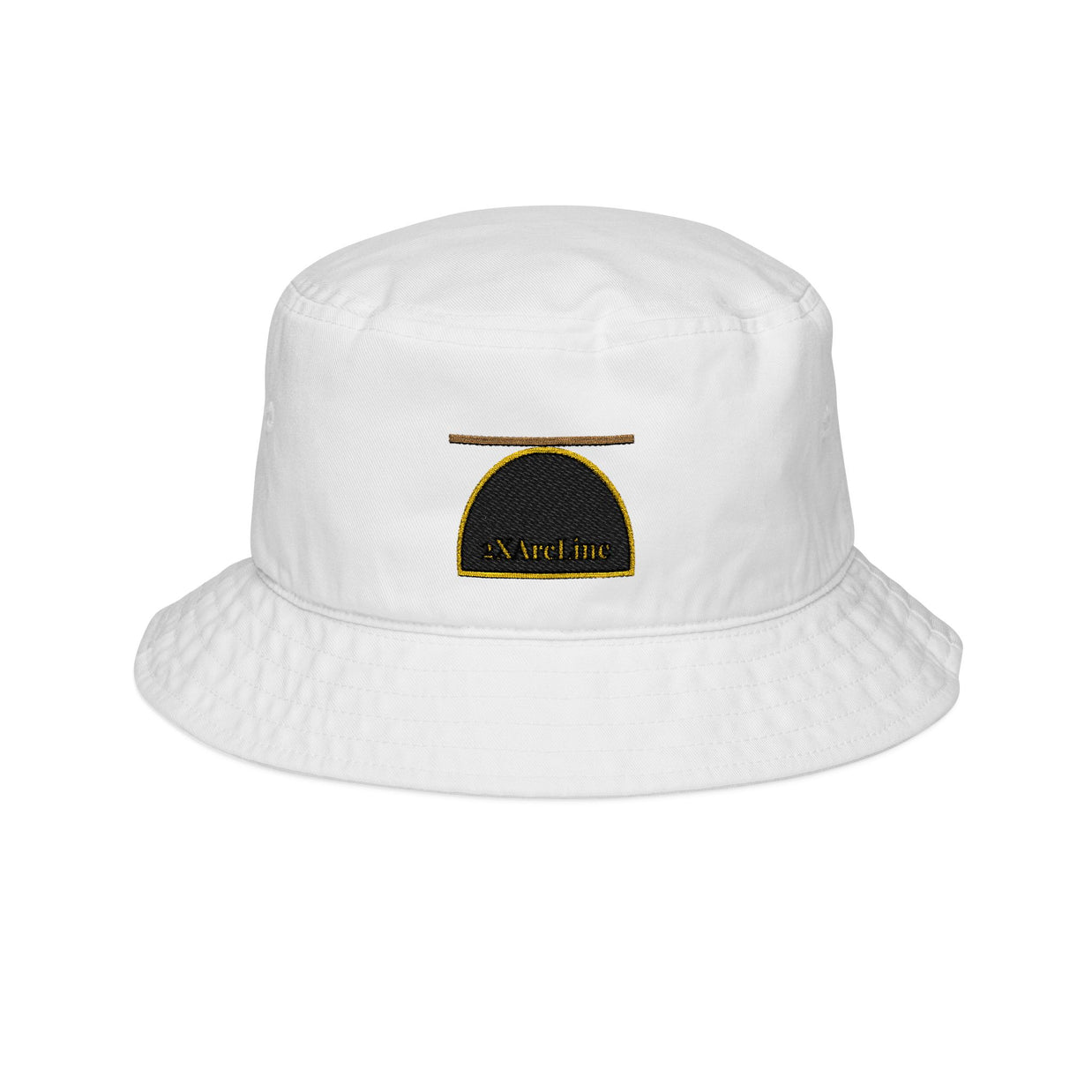 2XArcLine / ArcDome Embroidered Bucket Hat — Minimal Gold & Black Stitching