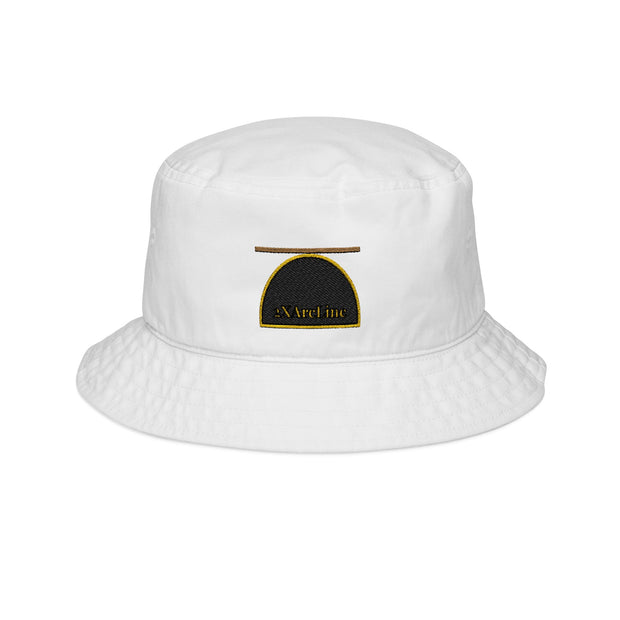 2XArcLine / ArcDome Embroidered Bucket Hat — Minimal Gold & Black Stitching