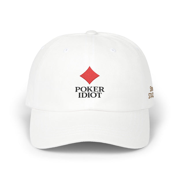Poker Idiot Dad Cap – Diamond Logo / “Short Stacker” Side Embroidery – Poker Hat