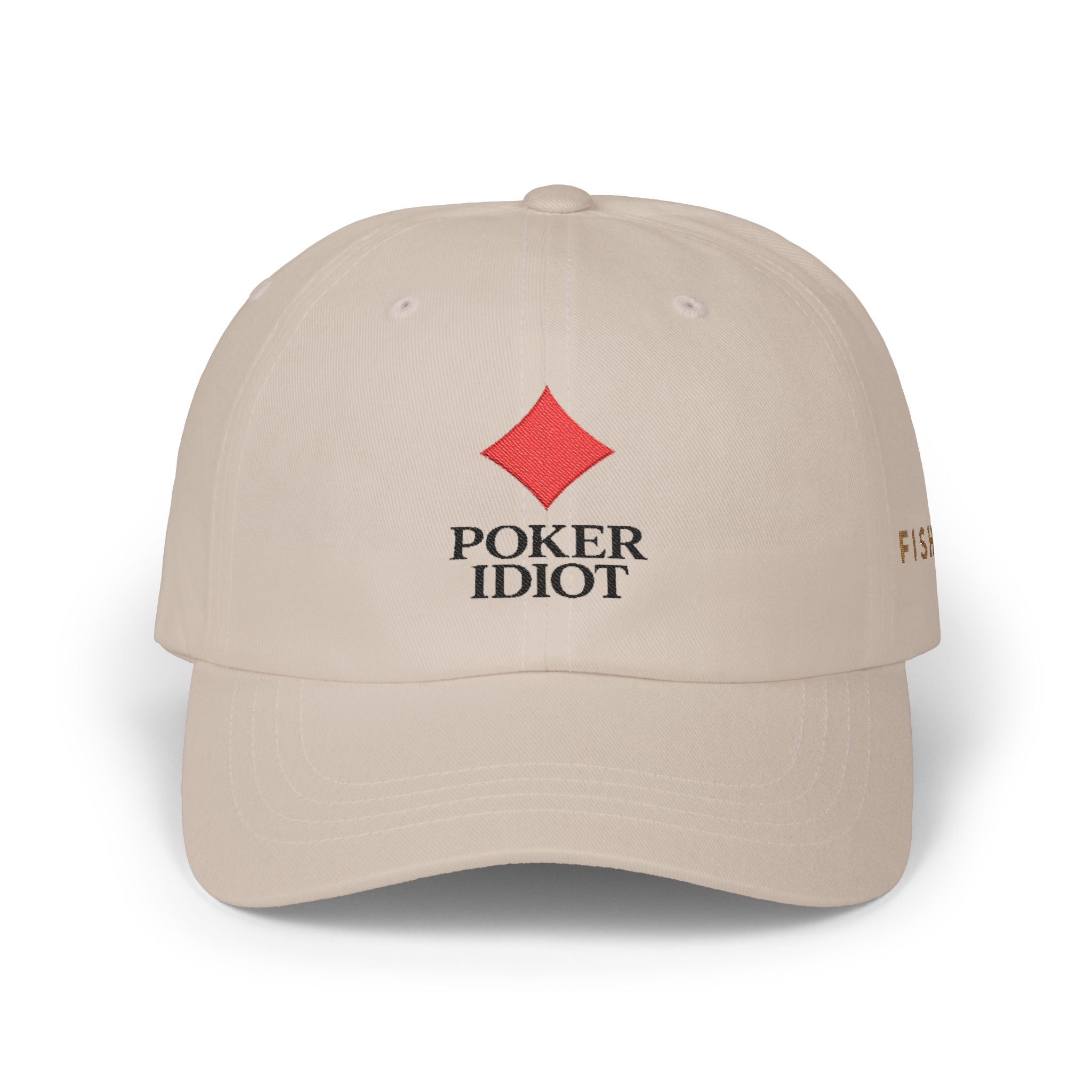 Poker Idiot Dad Cap – Diamond Logo / “FISH” Side Embroidery – Minimal Poker Streetwear