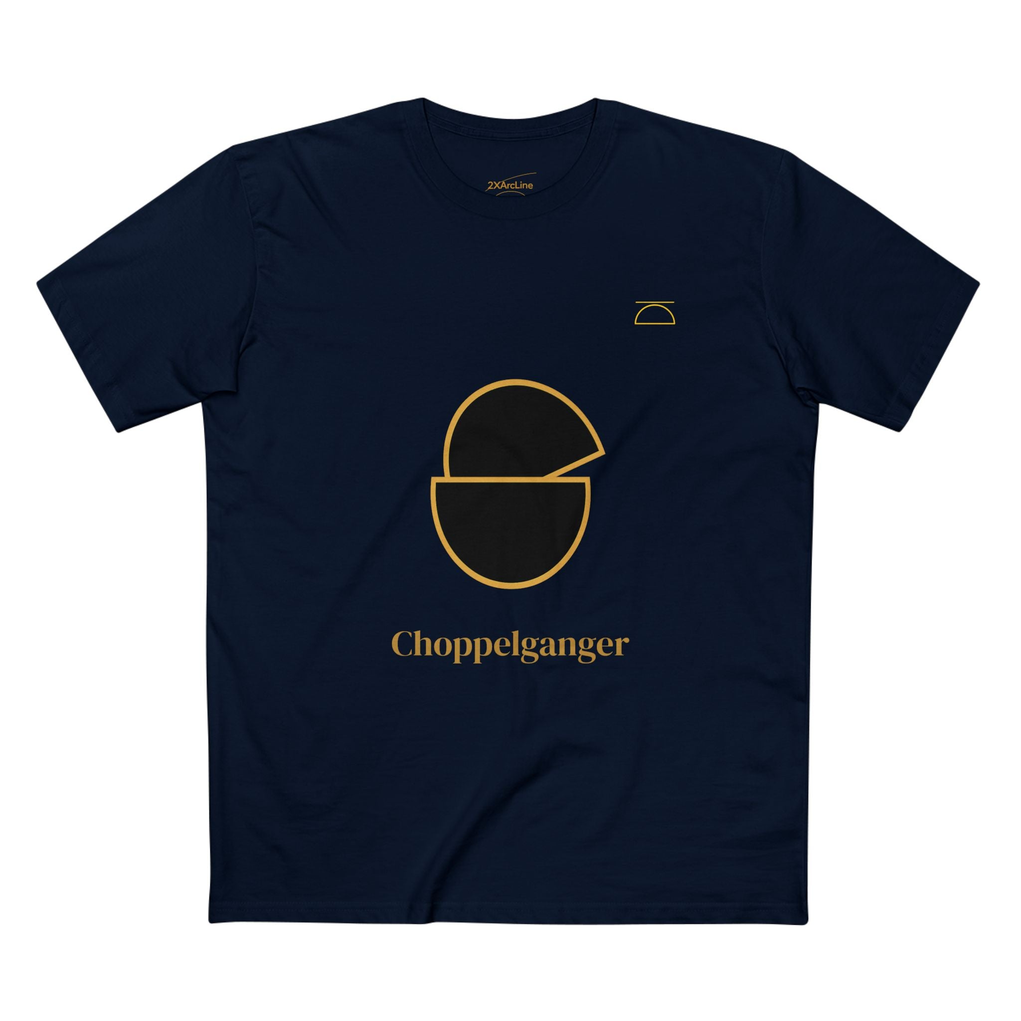 Choppelganger Logo Tee — Minimalist Black & Gold Graphic T-Shirt