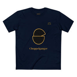 Choppelganger Logo Tee — Minimalist Black & Gold Graphic T-Shirt