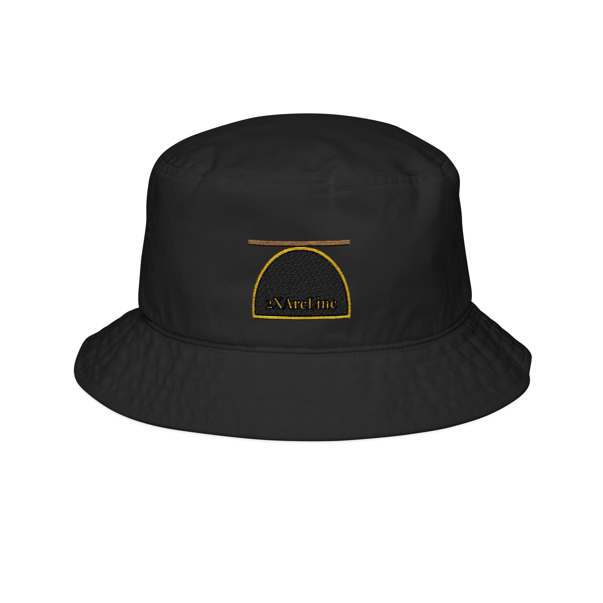 2XArcLine / ArcDome Embroidered Bucket Hat — Minimal Gold & Black Stitching