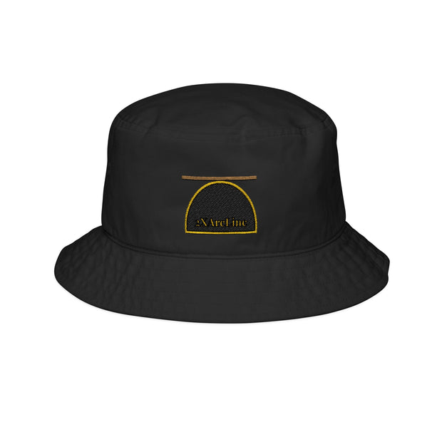 2XArcLine / ArcDome Embroidered Bucket Hat — Minimal Gold & Black Stitching