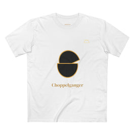 Choppelganger Logo Tee — Minimalist Black & Gold Graphic T-Shirt