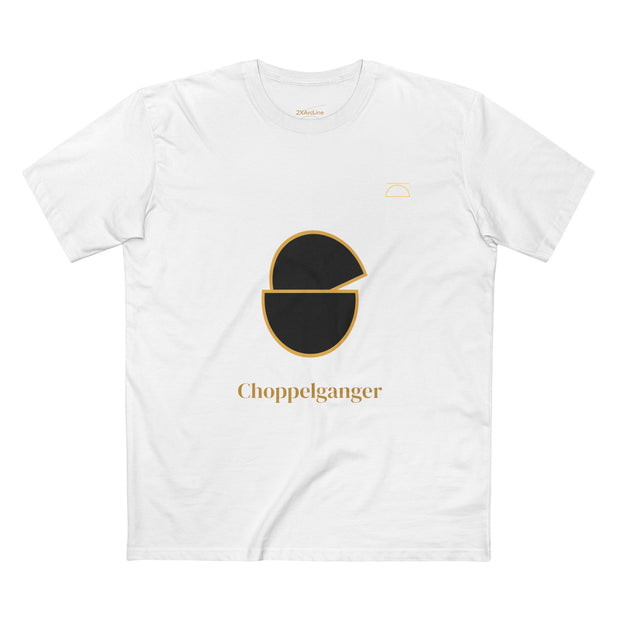 Choppelganger Logo Tee — Minimalist Black & Gold Graphic T-Shirt