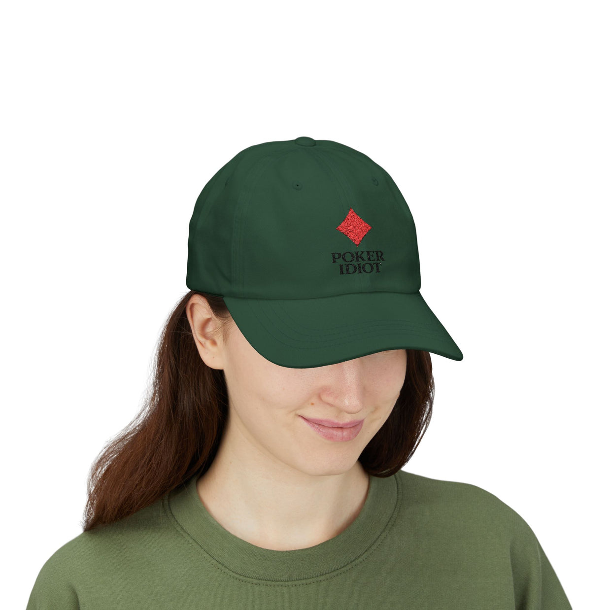 Poker Idiot Dad Cap – Diamond Logo / “FISH” Side Embroidery – Minimal Poker Streetwear