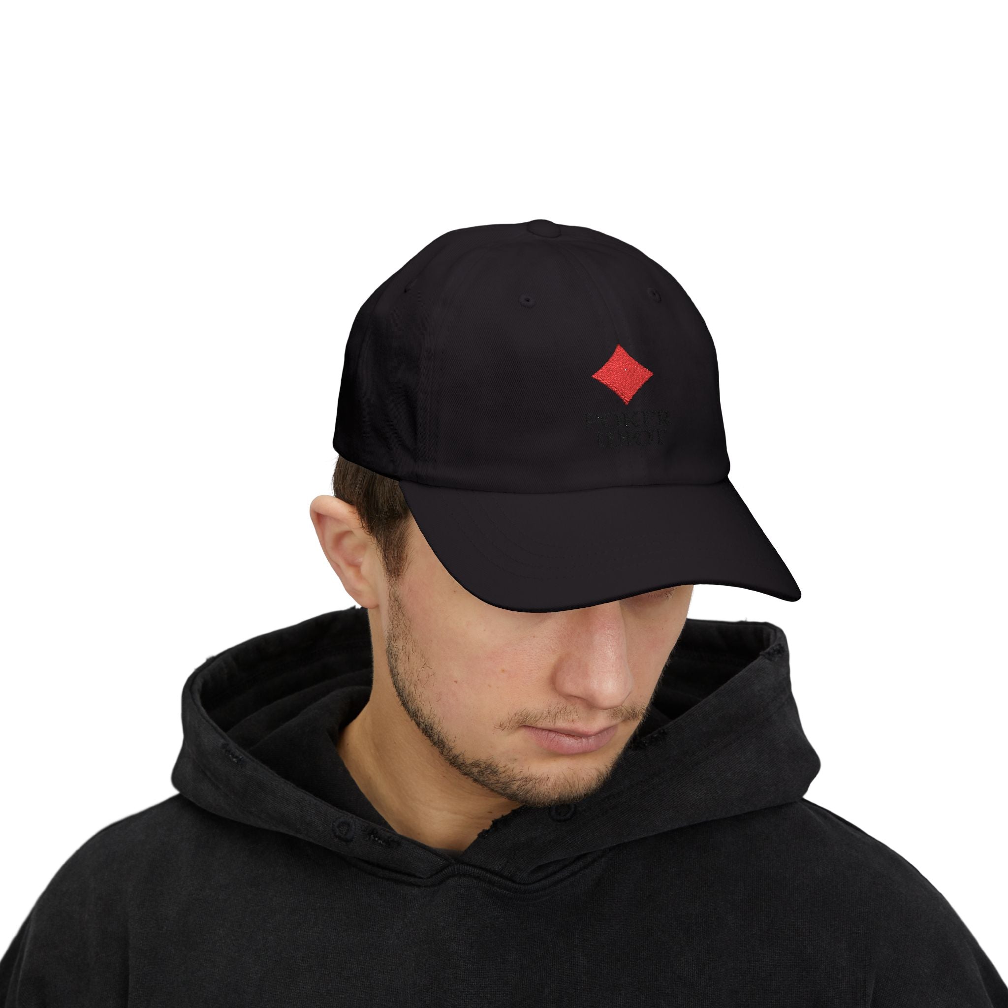 Poker Idiot Dad Cap – Diamond Logo / “PUNTER” Side Embroidery – Poker & Gambling Hat