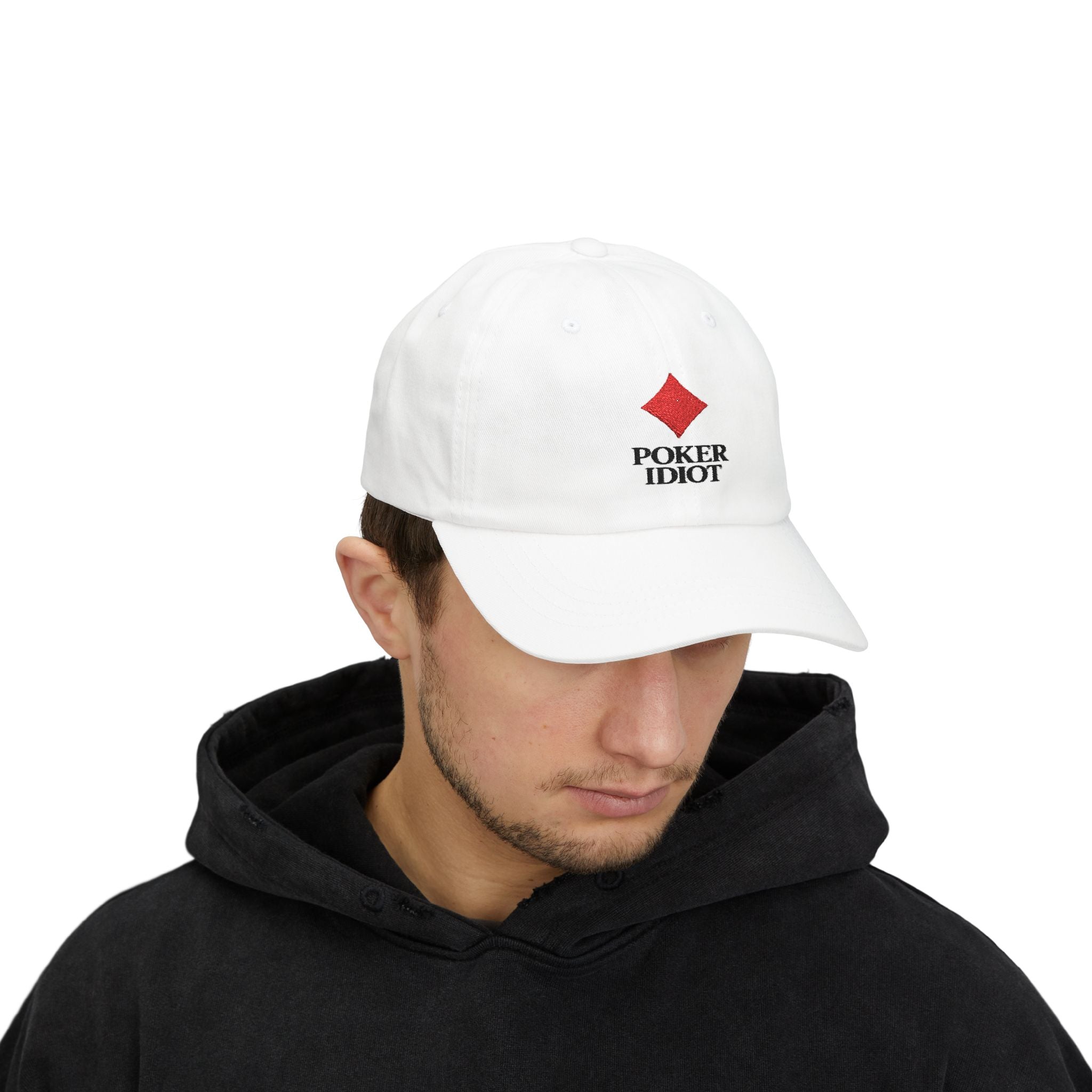 Poker Idiot Dad Cap – Diamond Logo / “PUNTER” Side Embroidery – Poker & Gambling Hat