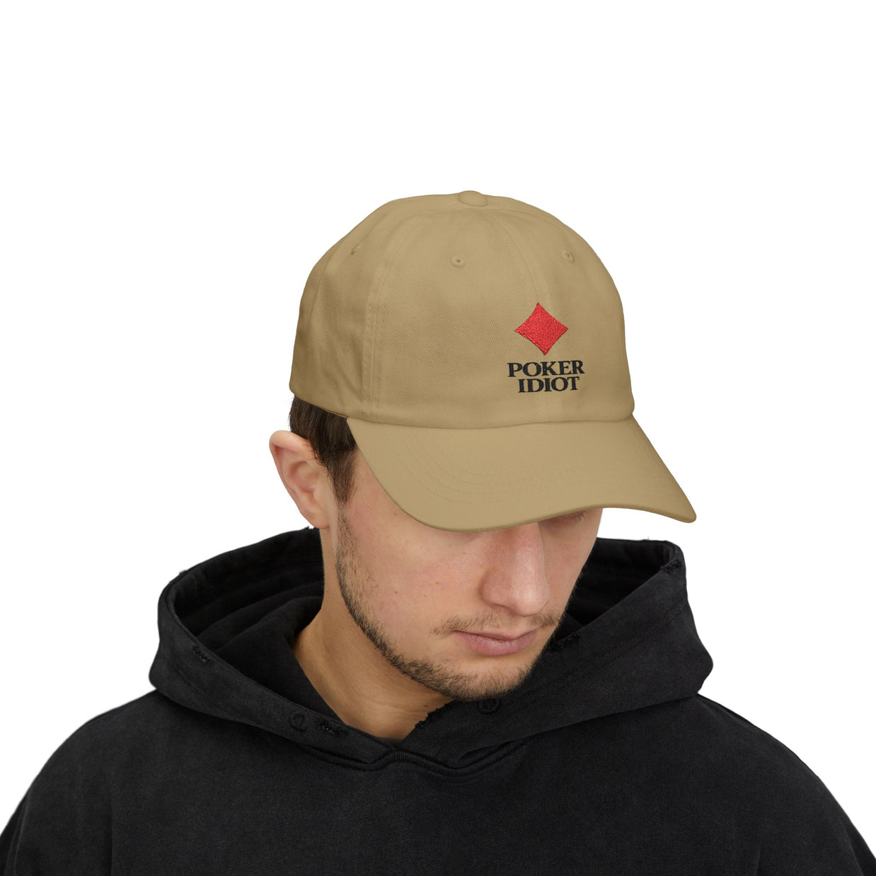 Poker Idiot Dad Cap – Diamond Logo / “AGGRO” Side Embroidery – Poker Streetwear Hat