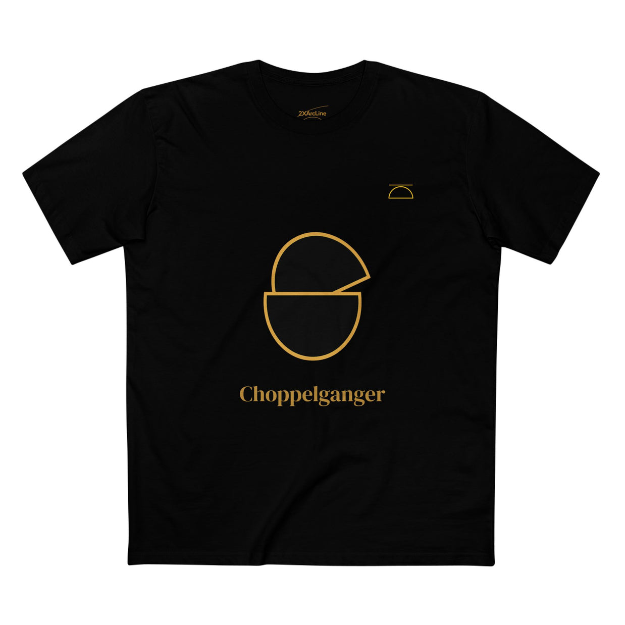 Choppelganger Logo Tee — Minimalist Black & Gold Graphic T-Shirt