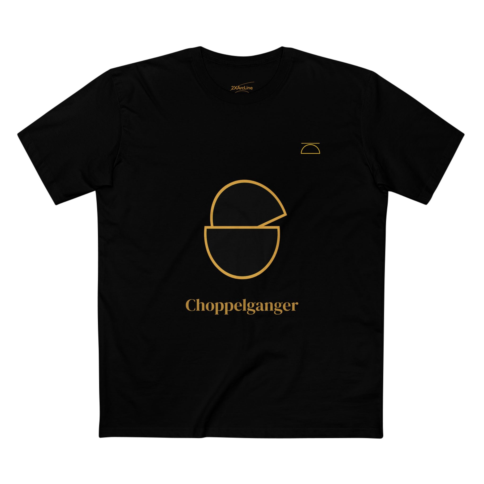 Choppelganger Logo Tee — Minimalist Black & Gold Graphic T-Shirt