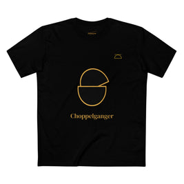 Choppelganger Logo Tee — Minimalist Black & Gold Graphic T-Shirt