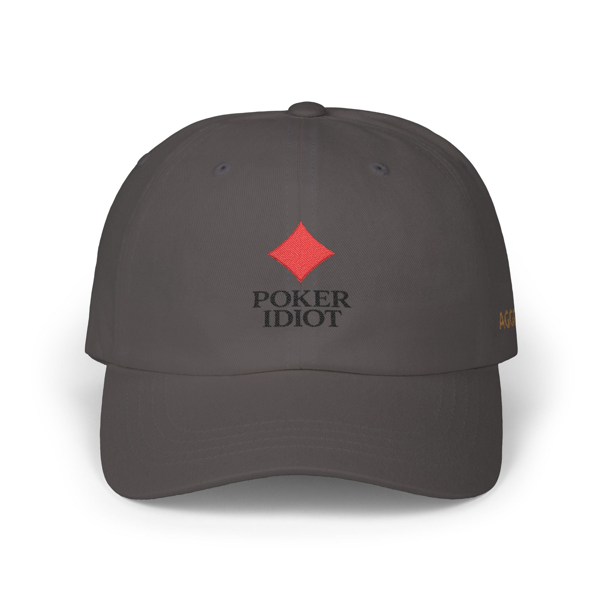 Poker Idiot Dad Cap – Diamond Logo / “AGGRO” Side Embroidery – Poker Streetwear Hat