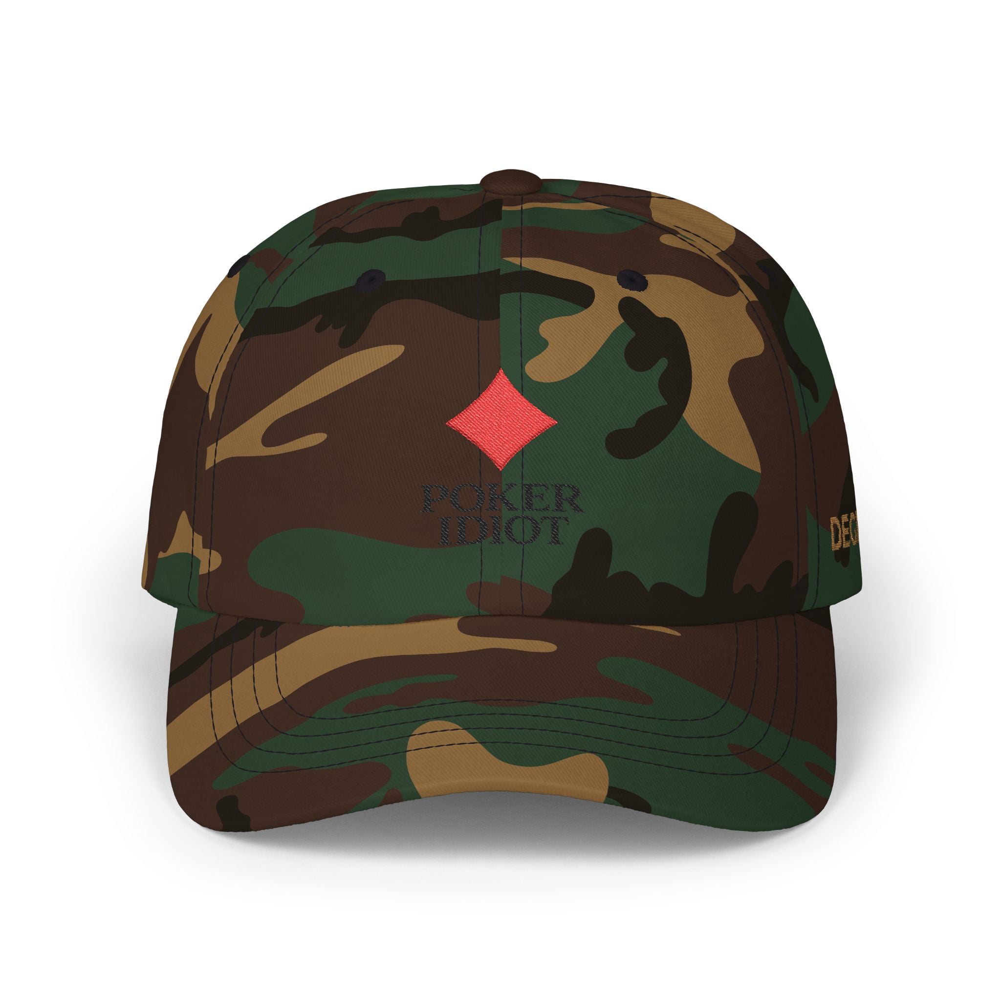 Poker Idiot Dad Cap – Diamond Logo / “DEGEN” Side Embroidery – Poker & Gambling Streetwear Hat