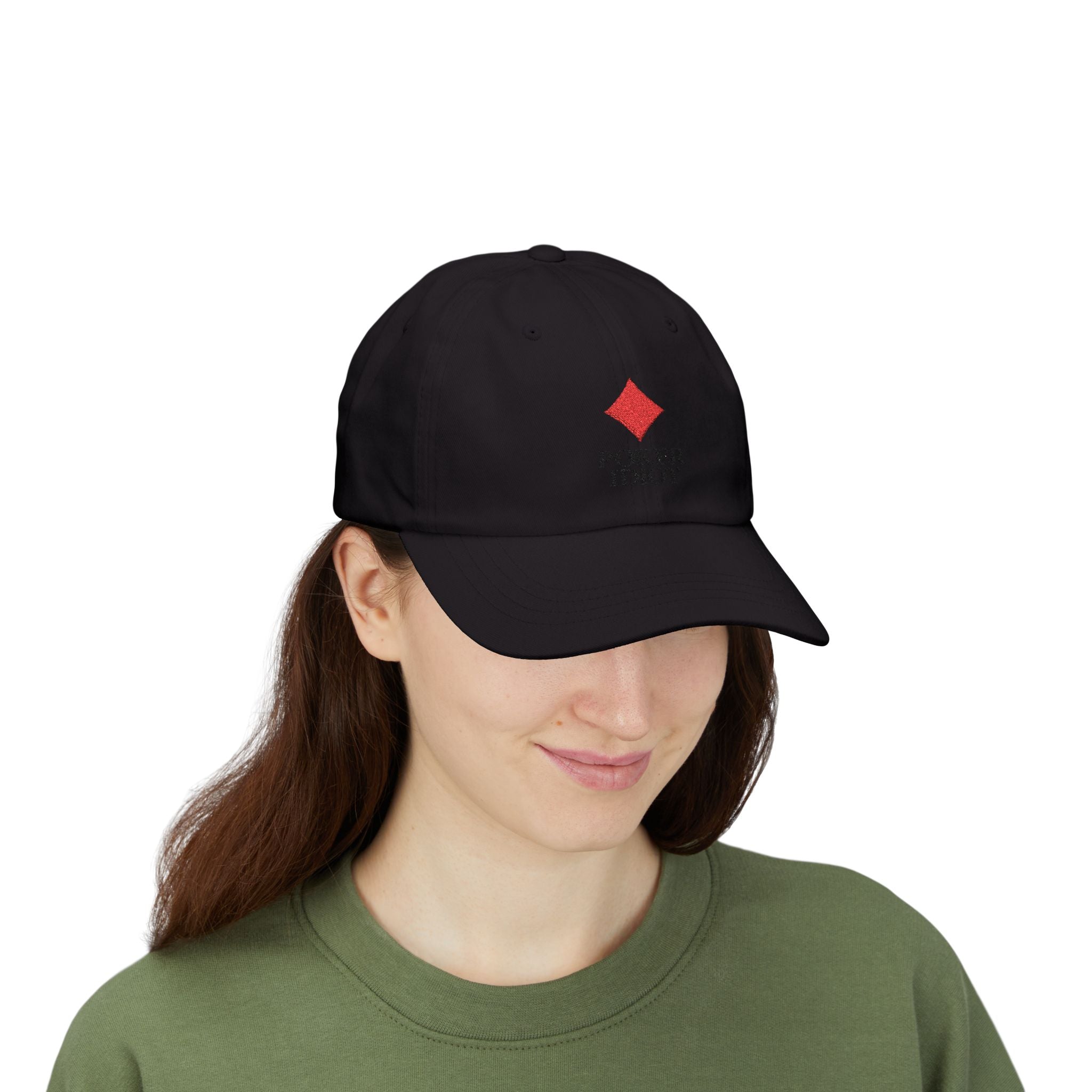 Poker Idiot Dad Cap – Diamond Logo / “WHALE” Side Embroidery – High Roller Poker Streetwear Hat