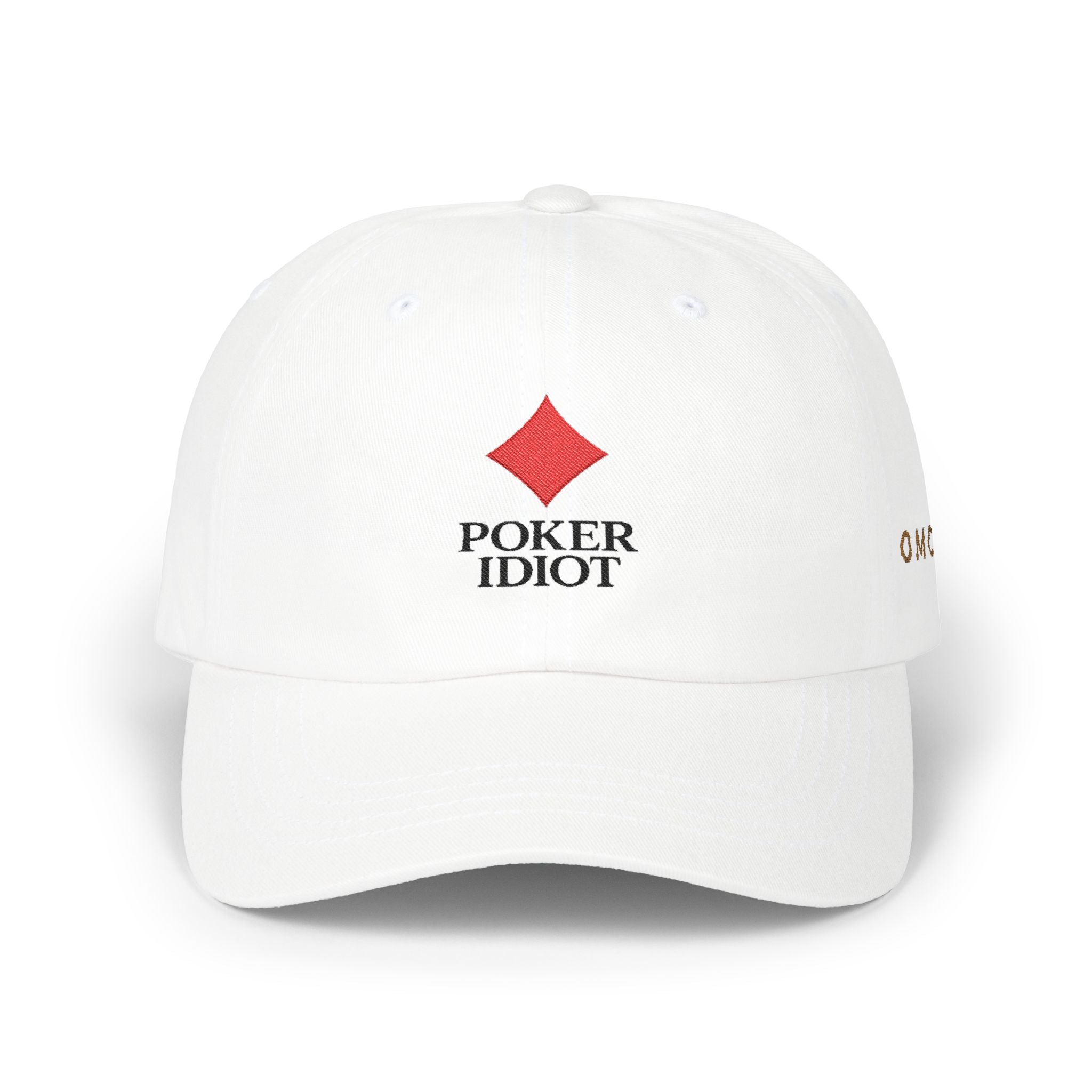 Poker Idiot Dad Cap – Diamond Logo / “OMC” Side Embroidery – Old Man Coffee Poker Hat