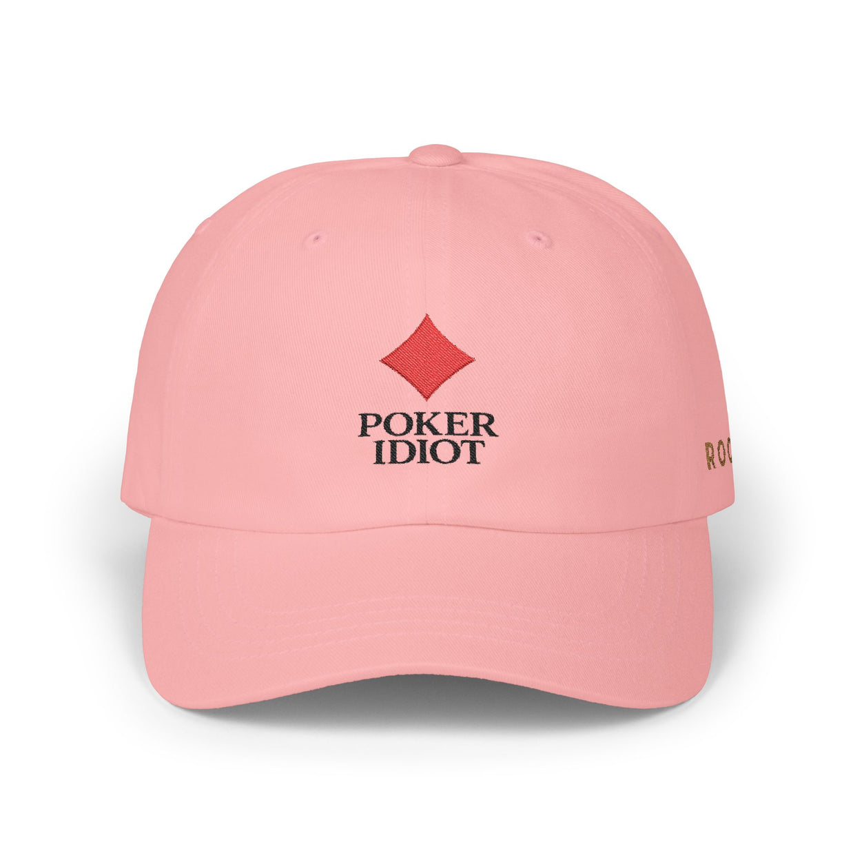 Poker Idiot Dad Cap – Diamond Logo / “ROCK” Side Embroidery – Tight Poker Player Hat