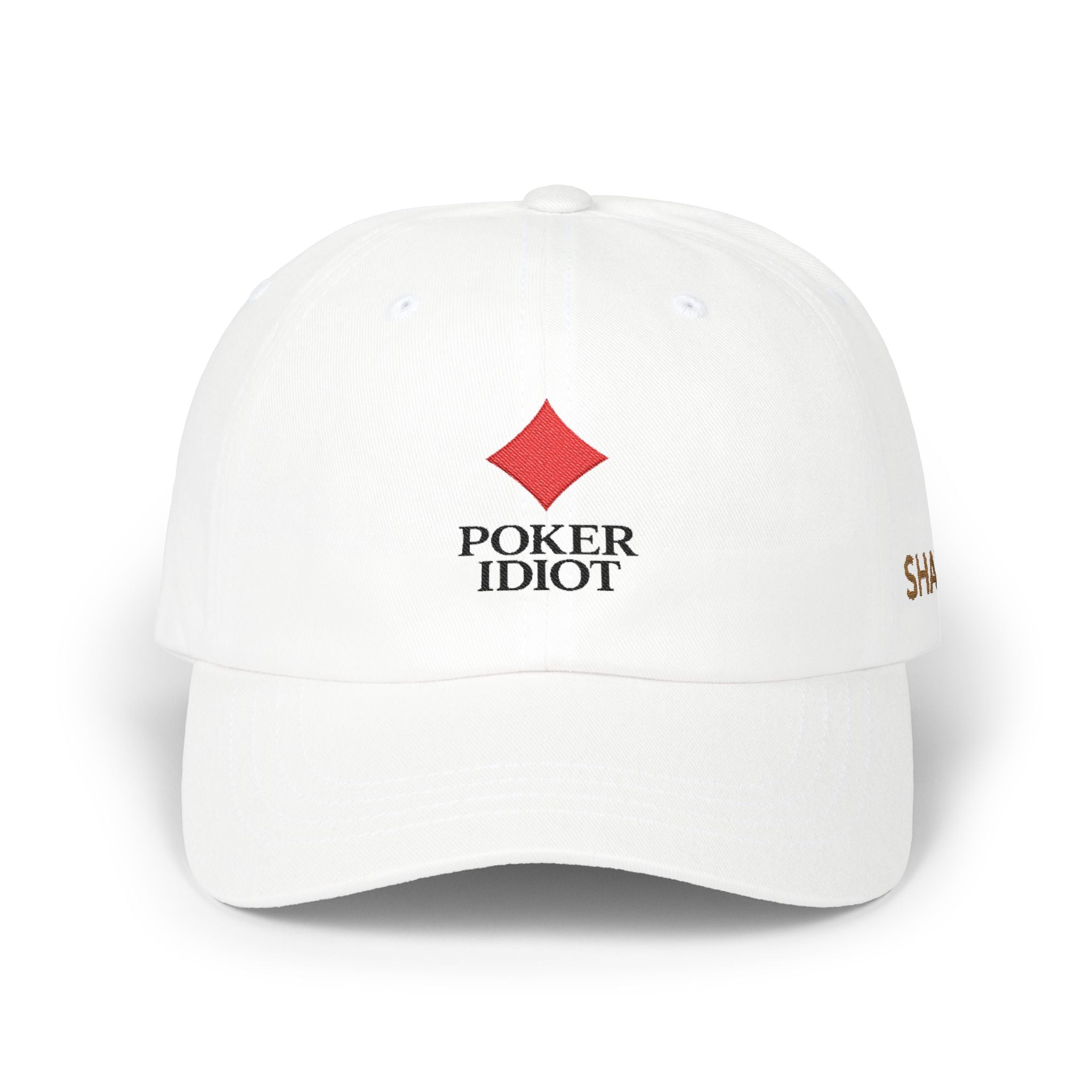 Poker Idiot Dad Cap – Diamond Logo / “SHARK” Side Embroidery – Premium Poker Streetwear Hat