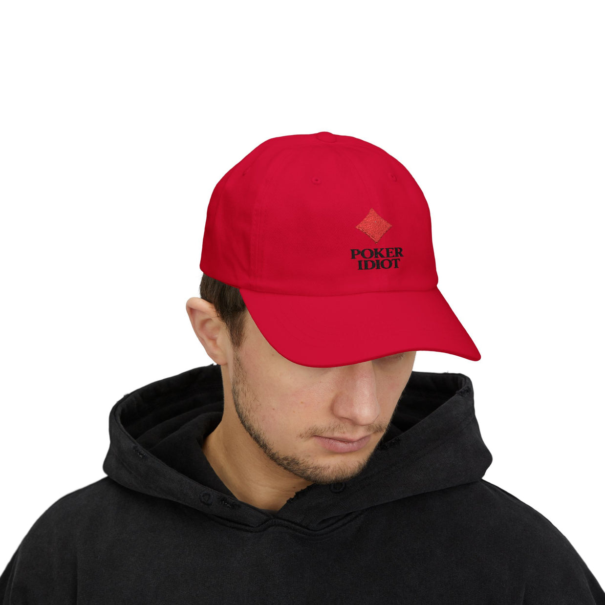 Poker Idiot Dad Cap – Diamond Logo / “GRINDER” Side Embroidery – Poker Player Hat